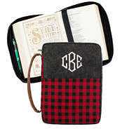 monogrammed buffalo plaid bible carrier