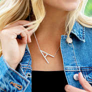 silver a sideways single initial necklace