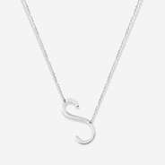 s silver sideways initial necklace