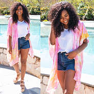 Tie Dye Kimono with Shorts