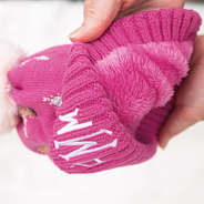 inside hot pink pom pom beanie