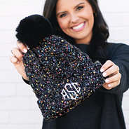Monogrammed Pom Pom Beanie