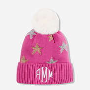Monogrammed Pom Pom Beanie in hot pink