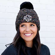 Monogrammed Pom Pom Beanie