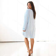 blue/white stripes nightgown on julia - back view