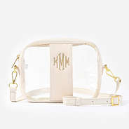 Monogrammed Clear Stadium Crossbody Bag in Bone