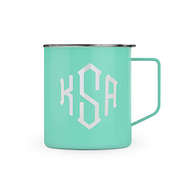 monogrammed insulated mug in mint