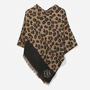 monogrammed leopard poncho in dark leopard