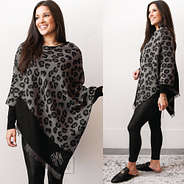 onyx leopard poncho split image