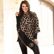 dark leopard monogrammed poncho split image with riding boots