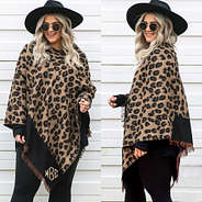 front and side shot of leopard poncho