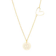 monogrammed heart disc necklace in gold