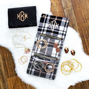 unfolded black plaid nylon jewelry folio