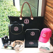 monogrammed classic collection with pink thread