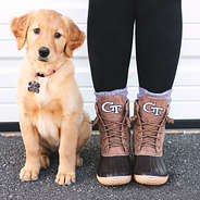 georgia tech duck boots with puppy