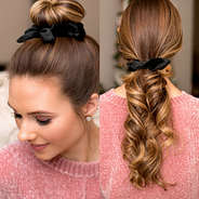 black velvet scrunchie in hair