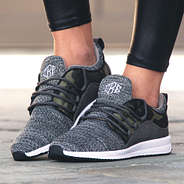 monogrammed camo athletic sneakers with foot popped