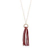 maroon & white circle tassel necklace