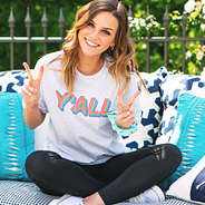 y'all t-shirt on brunette