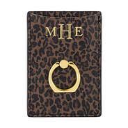 monogrammed adhesive phone ring pocket in leopard