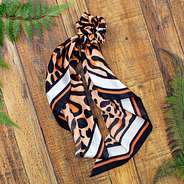 leopard scrunchie scarf with leaves