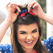 americana scrunchie in hair