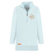 monogrammed corded quarter zip pullover in chambray