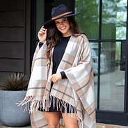 Plaid Poncho with hat
