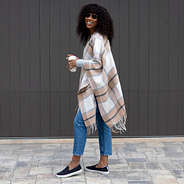 Side of Plaid Poncho