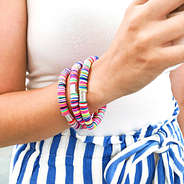 pink, yellow, purple, blue, white, & navy beaded bracelet set