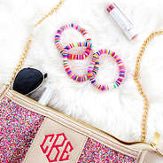 colorful rainbow beaded bracelets with confetti crossbody