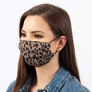 girl wearing dark leopard face mask