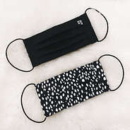 black and white dottie print face mask set
