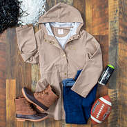 Georgia Tech Khaki Rain Jacket with Dark Wood