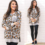 monogrammed leopard boyfriend sweater with leggings