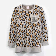 Monogrammed Leopard Boyfriend Sweater