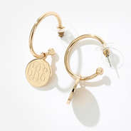 monogrammed drop earring in gold