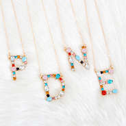 rhinestone studded initial pendant necklaces
