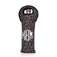 monogrammed wine bag in leopard