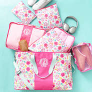 painted petals packing bag set with weekend bag