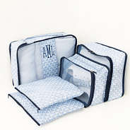 blue shell packing bag set studio shot