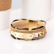 monogrammed leopard bar bracelet stack