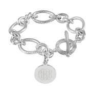 monogrammed chain link bracelet in silver