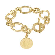 monogrammed chain link bracelet in gold