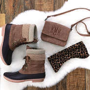 leopard ear band with crossbody and duck boots