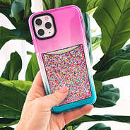 gradient phone case with confetti credit card pocket