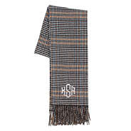monogrammed black herringbone scarf