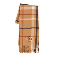 monogrammed tan plaid scarf