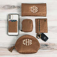 Metallic leopard group picture wallet phone pill case scalloped cosmetic case