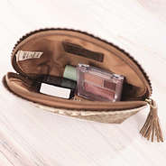 Metallic leopard scalloped cosmetic open white wood